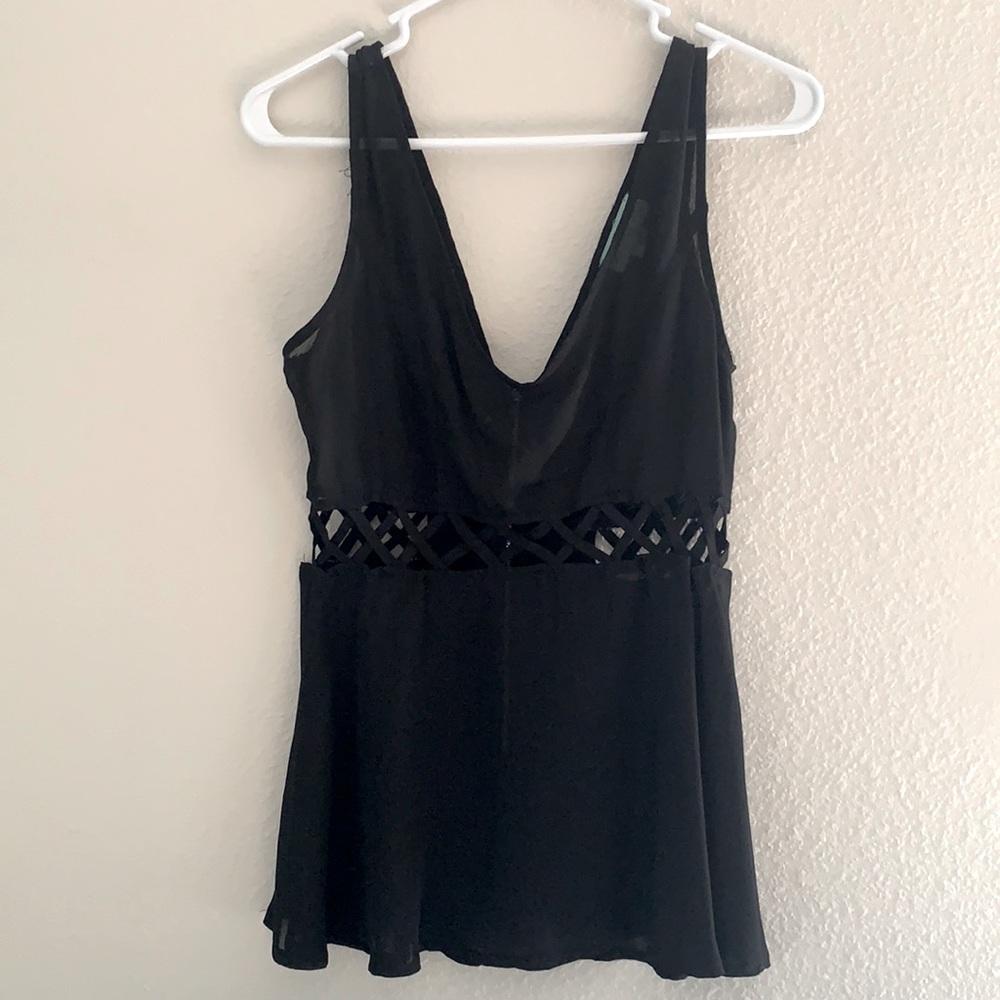 Black Tank Top w/ cross cross cutout